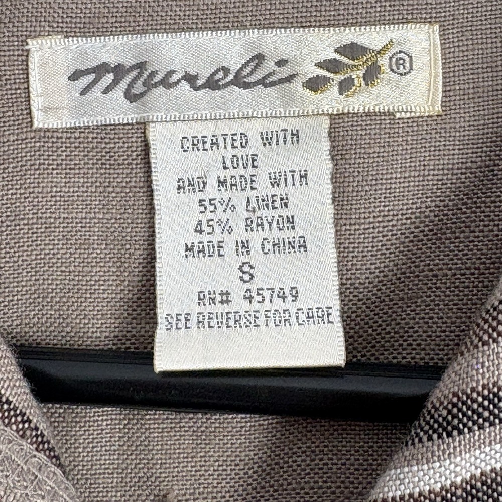 Vintage Mureli Womens Linen Blend Striped Sweatshirt Jacket Size S Taupe Brown - Picture 4 of 9